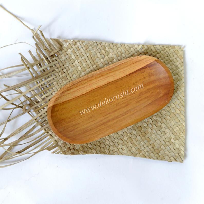 Teak Wood Oval Tray Size 7.8 inches